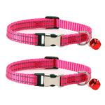 Collare per gatti in nylon riflettente notturno da 2 pezzi con campanello, No Carving Green, No Carving Sky Blue, No Carving Purple, No Carving Grass Green, No Carving Black, No Carving Rose Red