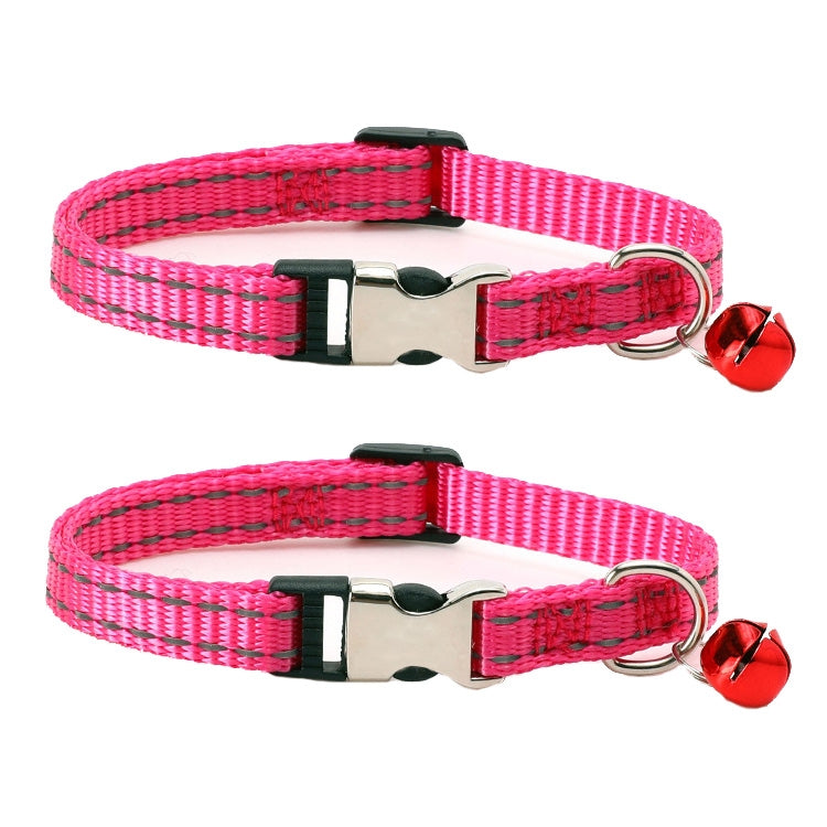 Collare per gatti in nylon riflettente notturno da 2 pezzi con campanello, No Carving Green, No Carving Sky Blue, No Carving Purple, No Carving Grass Green, No Carving Black, No Carving Rose Red