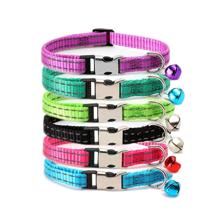 Collare per gatti in nylon riflettente notturno da 2 pezzi con campanello, No Carving Green, No Carving Sky Blue, No Carving Purple, No Carving Grass Green, No Carving Black, No Carving Rose Red