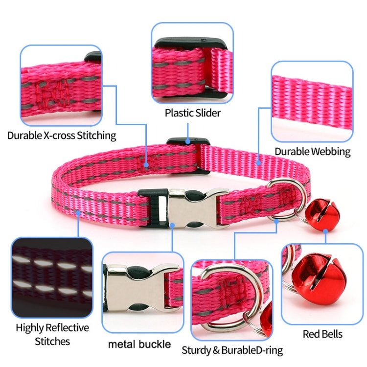 Collare per gatti in nylon riflettente notturno da 2 pezzi con campanello, No Carving Green, No Carving Sky Blue, No Carving Purple, No Carving Grass Green, No Carving Black, No Carving Rose Red