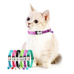 Collare per gatti in nylon riflettente notturno da 2 pezzi con campanello, No Carving Green, No Carving Sky Blue, No Carving Purple, No Carving Grass Green, No Carving Black, No Carving Rose Red