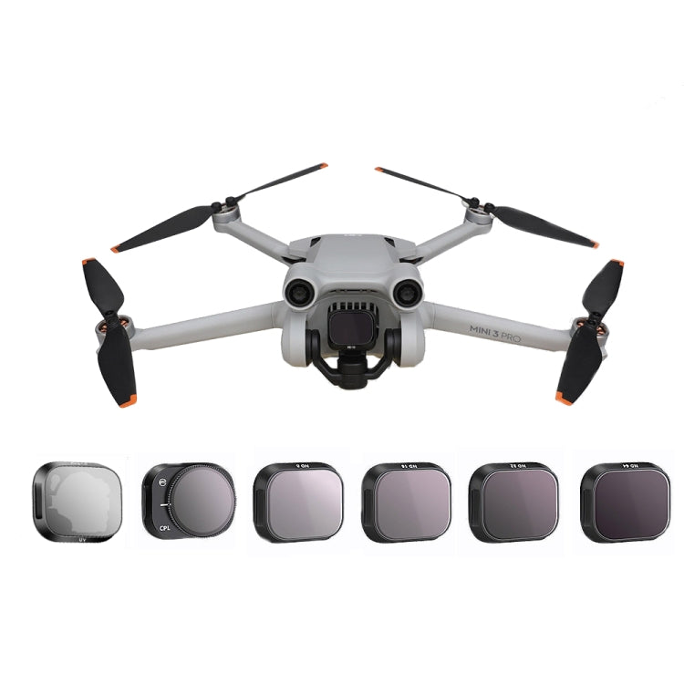 RCSTQ Accessori per filtri regolabili in lega di alluminio per DJI Mini 3 Pro, stile:, UV, CPL, ND8, ND16, ND32, ND64, 4 In 1 Set, 6 In 1 Set