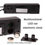 Display elettronico a LED a doppia temperatura interna ed esterna + orologio + tensione, 4 in 1 Orange+Blue