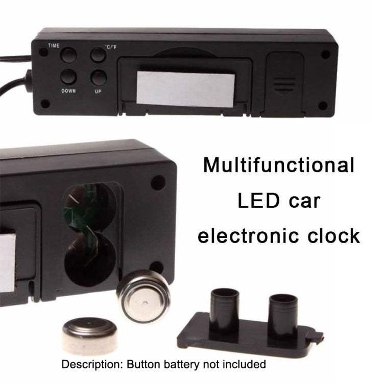 Display elettronico a LED a doppia temperatura interna ed esterna + orologio + tensione, 4 in 1 Orange+Blue