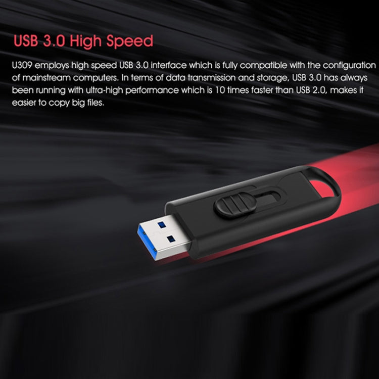 Unità flash USB Netac U309 ad alta velocità USB 3.0 crittografata push-pull, 16GB, 32GB, 64GB, 128GB, 256GB, 512GB