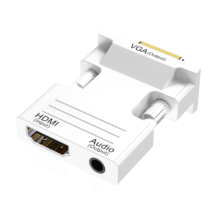 HDMI femmina a VGA maschio con adattatore audio Monitor per computer Convertitore per proiettore TV, White, Gold, Black
