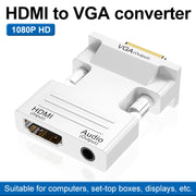 HDMI femmina a VGA maschio con adattatore audio Monitor per computer Convertitore per proiettore TV, White, Gold, Black