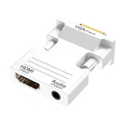 HDMI femmina a VGA maschio con adattatore audio Monitor per computer Convertitore per proiettore TV, White, Gold, Black