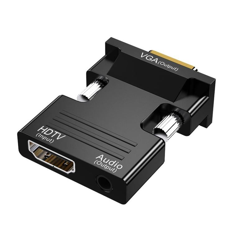 HDMI femmina a VGA maschio con adattatore audio Monitor per computer Convertitore per proiettore TV, White, Gold, Black