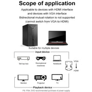HDMI femmina a VGA maschio con adattatore audio Monitor per computer Convertitore per proiettore TV, White, Gold, Black