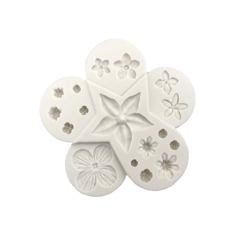 5 pezzi Combinazione di fiori e foglie Stampo in silicone Fondente Strumento di modellazione fai-da-te, DIY Modeling Tool
