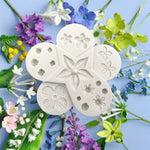 5 pezzi Combinazione di fiori e foglie Stampo in silicone Fondente Strumento di modellazione fai-da-te, DIY Modeling Tool