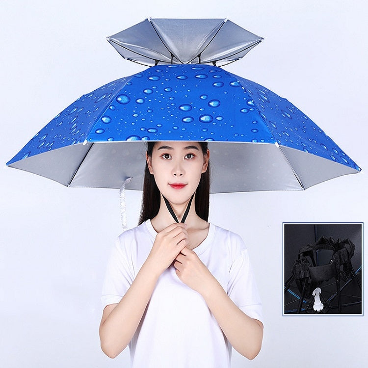 Cappello da ombrello da pesca a doppio strato Protezione solare da esterno e cappello da ombrello pieghevole antipioggia, 95 Blue (Elastic Band), 95 Silver (Elastic Band), 95 Blue (Rubber Sleeve), 95 Silver (Rubber Sleeve), 80 Blue, 80 Camellia        ...