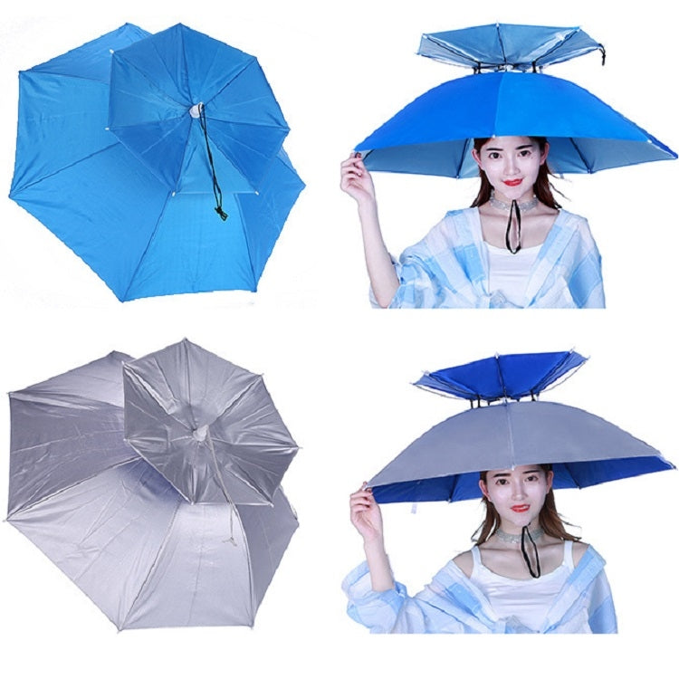 Cappello da ombrello da pesca a doppio strato Protezione solare da esterno e cappello da ombrello pieghevole antipioggia, 95 Blue (Elastic Band), 95 Silver (Elastic Band), 95 Blue (Rubber Sleeve), 95 Silver (Rubber Sleeve), 80 Blue, 80 Camellia        ...