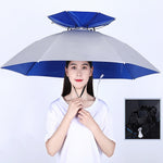 Cappello da ombrello da pesca a doppio strato Protezione solare da esterno e cappello da ombrello pieghevole antipioggia, 95 Blue (Elastic Band), 95 Silver (Elastic Band), 95 Blue (Rubber Sleeve), 95 Silver (Rubber Sleeve), 80 Blue, 80 Camellia        ...