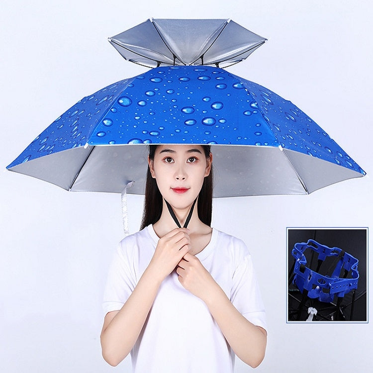 Cappello da ombrello da pesca a doppio strato Protezione solare da esterno e cappello da ombrello pieghevole antipioggia, 95 Blue (Elastic Band), 95 Silver (Elastic Band), 95 Blue (Rubber Sleeve), 95 Silver (Rubber Sleeve), 80 Blue, 80 Camellia        ...