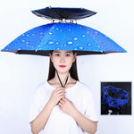 Cappello da ombrello da pesca a doppio strato Protezione solare da esterno e cappello da ombrello pieghevole antipioggia, 95 Blue (Elastic Band), 95 Silver (Elastic Band), 95 Blue (Rubber Sleeve), 95 Silver (Rubber Sleeve), 80 Blue, 80 Camellia        ...