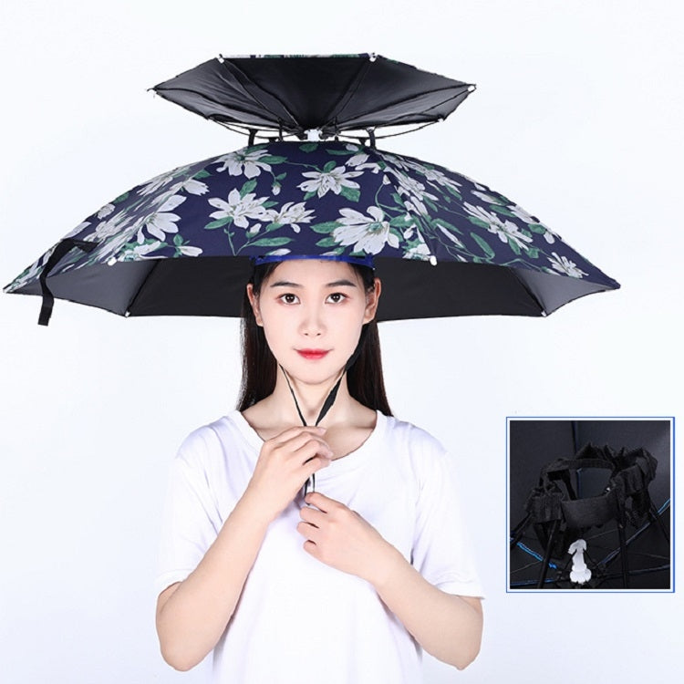 Cappello da ombrello da pesca a doppio strato Protezione solare da esterno e cappello da ombrello pieghevole antipioggia, 95 Blue (Elastic Band), 95 Silver (Elastic Band), 95 Blue (Rubber Sleeve), 95 Silver (Rubber Sleeve), 80 Blue, 80 Camellia        ...