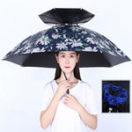 Cappello da ombrello da pesca a doppio strato Protezione solare da esterno e cappello da ombrello pieghevole antipioggia, 95 Blue (Elastic Band), 95 Silver (Elastic Band), 95 Blue (Rubber Sleeve), 95 Silver (Rubber Sleeve), 80 Blue, 80 Camellia        ...