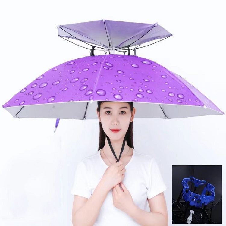 Cappello da ombrello da pesca a doppio strato Protezione solare da esterno e cappello da ombrello pieghevole antipioggia, 95 Blue (Elastic Band), 95 Silver (Elastic Band), 95 Blue (Rubber Sleeve), 95 Silver (Rubber Sleeve), 80 Blue, 80 Camellia        ...