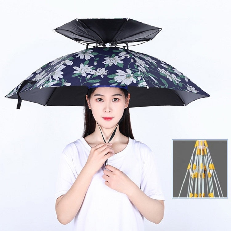 Cappello da ombrello da pesca a doppio strato Protezione solare da esterno e cappello da ombrello pieghevole antipioggia, 95 Blue (Elastic Band), 95 Silver (Elastic Band), 95 Blue (Rubber Sleeve), 95 Silver (Rubber Sleeve), 80 Blue, 80 Camellia        ...