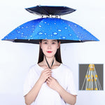 Cappello da ombrello da pesca a doppio strato Protezione solare da esterno e cappello da ombrello pieghevole antipioggia, 95 Blue (Elastic Band), 95 Silver (Elastic Band), 95 Blue (Rubber Sleeve), 95 Silver (Rubber Sleeve), 80 Blue, 80 Camellia        ...