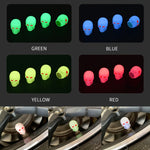 5 set Tappo valvola luminoso per pneumatici per auto Tappo per nucleo valvola teschio moto, 1 Set Red, 1 Set Blue, 1 Set Green, 1 Set Yellow