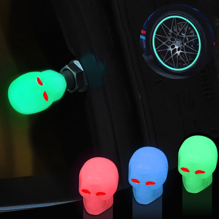 5 set Tappo valvola luminoso per pneumatici per auto Tappo per nucleo valvola teschio moto, 1 Set Red, 1 Set Blue, 1 Set Green, 1 Set Yellow