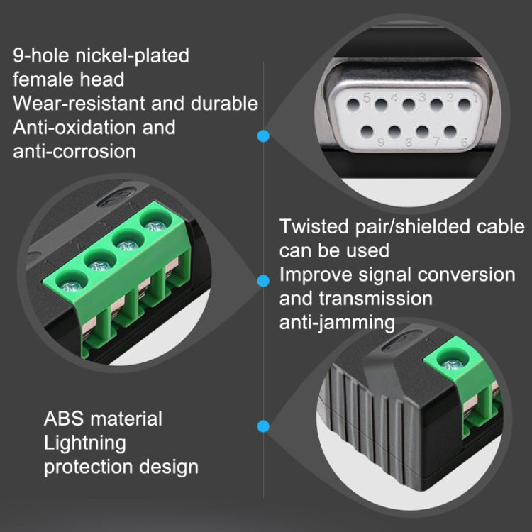 DTECH DT-9001 Convertitore da RS232 a 485 per protezione da fulmini e sovratensioni di livello industriale, DT-9001