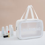 2 PCS Sacchetto di immagazzinaggio impermeabile traslucido smerigliato Borsa cosmetica Borsa da nuoto Borsa da lavaggio, Black M, Black M 2 Handles, Black L, Pink S, Pink M, Pink M 2 Handles, Pink L, White S, White M, White M 2 Handles, White L, Blue S...
