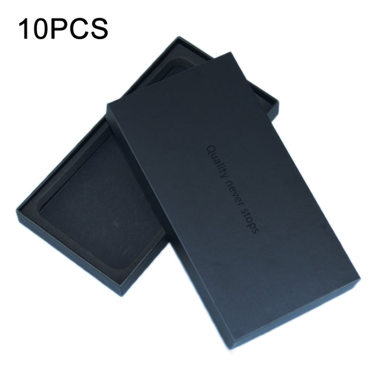 Custodia per telefono in tinta unita da 10 pezzi/pellicola temperata/scatola per telaio di supporto, All Black