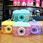 Bicchiere di plastica per fotocamera Bicchiere di succo di cannuccia per bambini Bicchiere di acqua per il tempo libero da viaggio, Pink, Blue, Purple, Yellow
