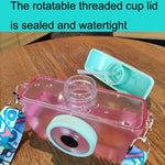 Bicchiere di plastica per fotocamera Bicchiere di succo di cannuccia per bambini Bicchiere di acqua per il tempo libero da viaggio, Pink, Blue, Purple, Yellow