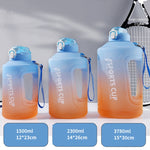 Borraccia sportiva con coppa di paglia a gradiente di grande capacità con scala, 1500ml, 2300ml, 3800ml
