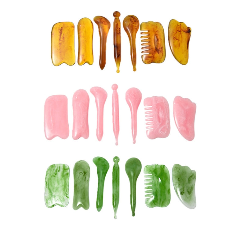 7 pezzi/set penna per agopuntura meridiana con penna per raschiare il viso, Green, Pink, Amber