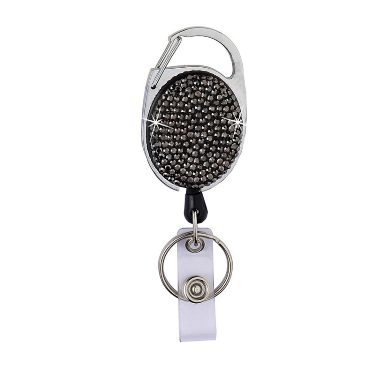 Fibbia per documenti con portachiavi retrattile in metallo con fibbia in argilla ceramica, Light Green, Shiny Black, Lake Blue, Deep Blue, Red, Black, White, Pink, AB