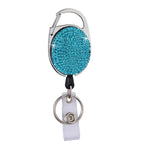Fibbia per documenti con portachiavi retrattile in metallo con fibbia in argilla ceramica, Light Green, Shiny Black, Lake Blue, Deep Blue, Red, Black, White, Pink, AB