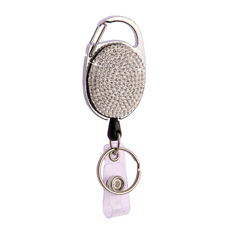 Fibbia per documenti con portachiavi retrattile in metallo con fibbia in argilla ceramica, Light Green, Shiny Black, Lake Blue, Deep Blue, Red, Black, White, Pink, AB