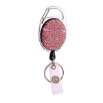 Fibbia per documenti con portachiavi retrattile in metallo con fibbia in argilla ceramica, Light Green, Shiny Black, Lake Blue, Deep Blue, Red, Black, White, Pink, AB