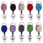 Fibbia per documenti con portachiavi retrattile in metallo con fibbia in argilla ceramica, Light Green, Shiny Black, Lake Blue, Deep Blue, Red, Black, White, Pink, AB