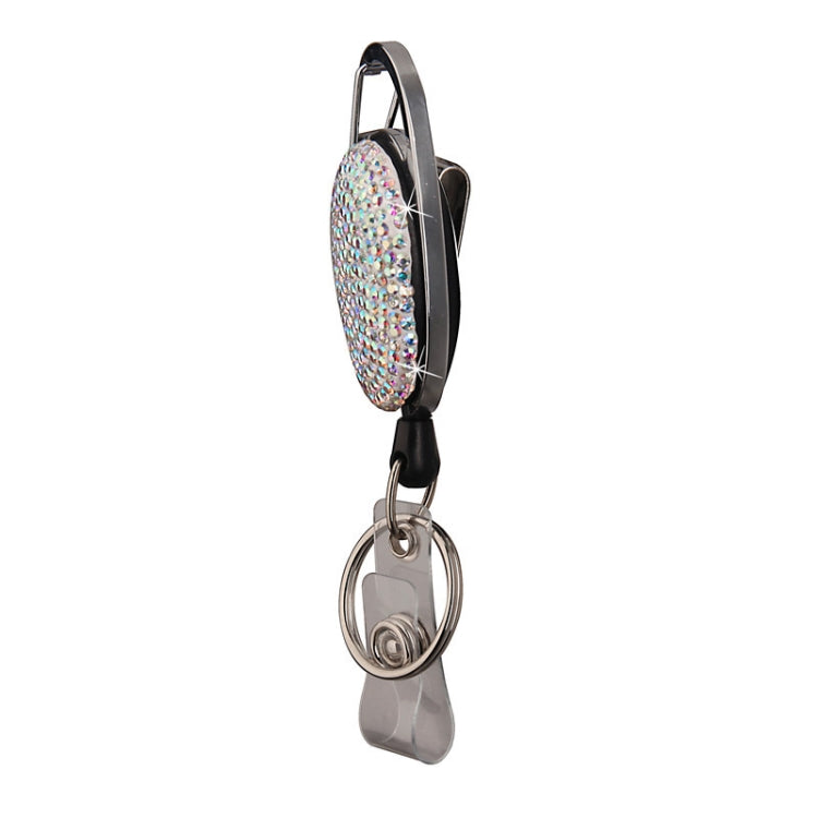 Fibbia per documenti con portachiavi retrattile in metallo con fibbia in argilla ceramica, Light Green, Shiny Black, Lake Blue, Deep Blue, Red, Black, White, Pink, AB