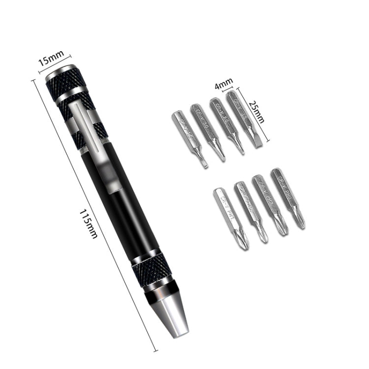 Cacciavite 8 in 1 in lega di alluminio con combinazione di smontaggio e riparazione della penna, 8 In 1 Blue, 8 In 1 Red, 8 In 1 Black, 8 In 1 Silver
