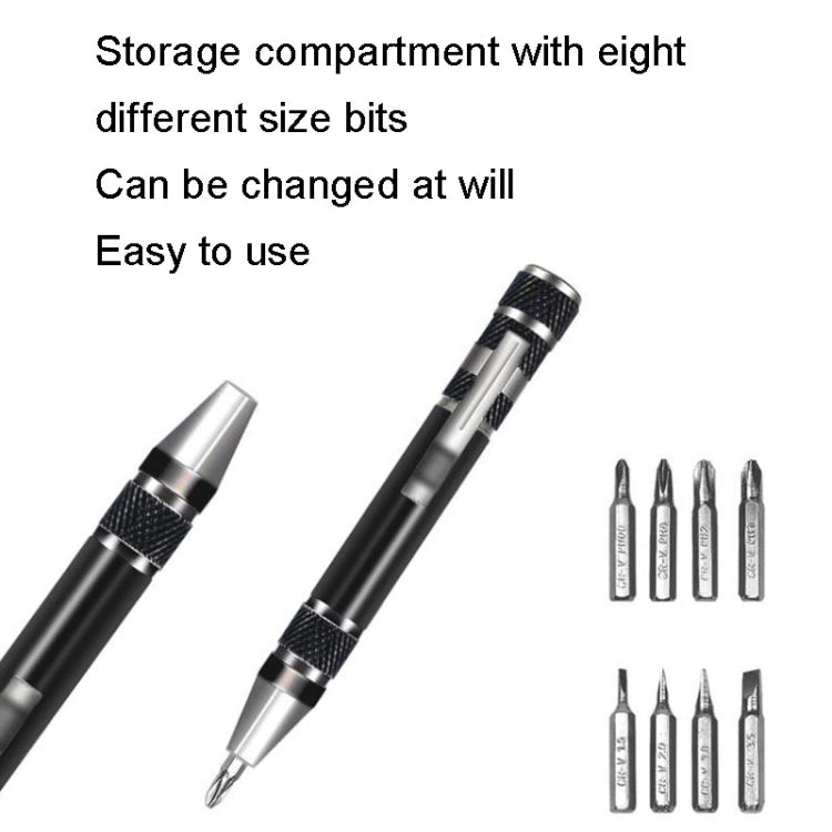 Cacciavite 8 in 1 in lega di alluminio con combinazione di smontaggio e riparazione della penna, 8 In 1 Blue, 8 In 1 Red, 8 In 1 Black, 8 In 1 Silver
