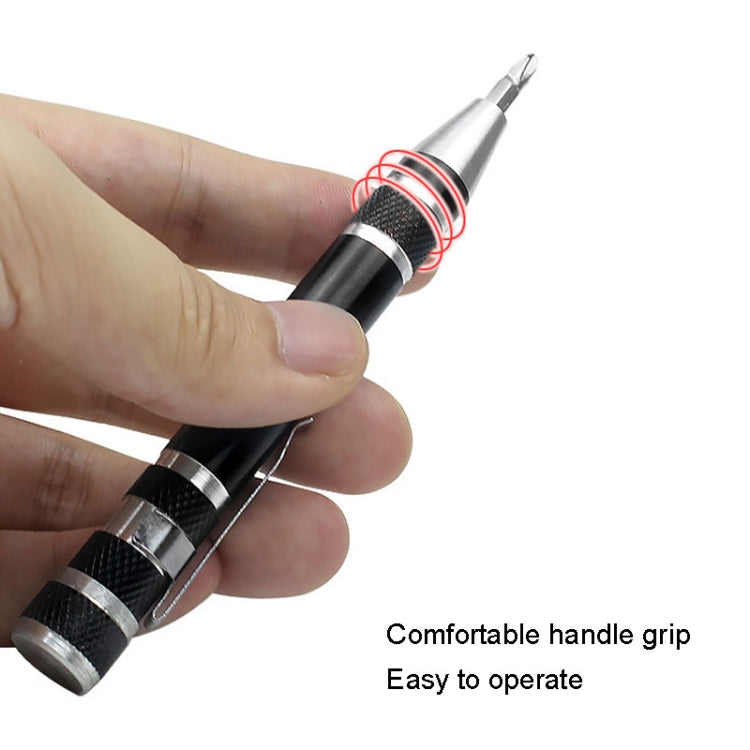 Cacciavite 8 in 1 in lega di alluminio con combinazione di smontaggio e riparazione della penna, 8 In 1 Blue, 8 In 1 Red, 8 In 1 Black, 8 In 1 Silver