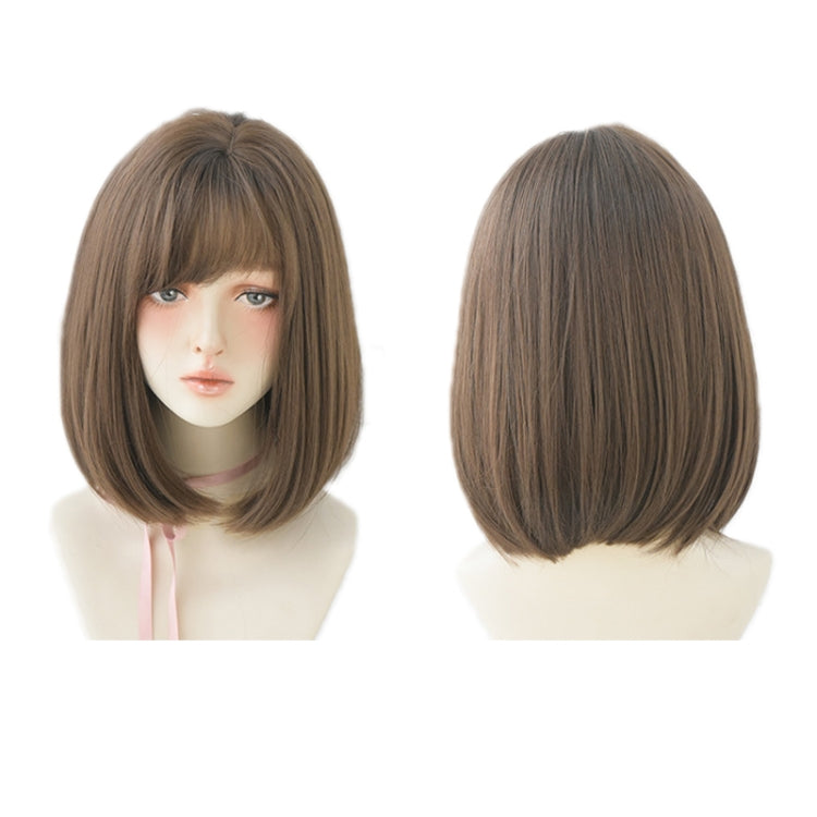 Parrucca da donna di media lunghezza naturale realistica a tutta spalla, Cold Brown 36cm, Black Tea Color 36cm