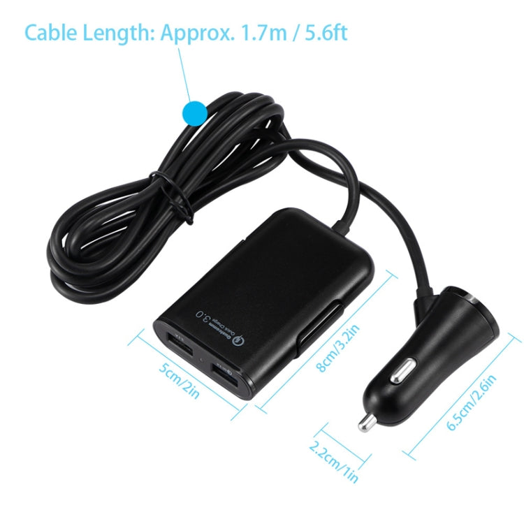 2PCS QC3.0 Caricabatteria per sedile posteriore caricabatteria per auto a quattro porte Fast 5V 8A, 2PCS+Black, 2PCS+White