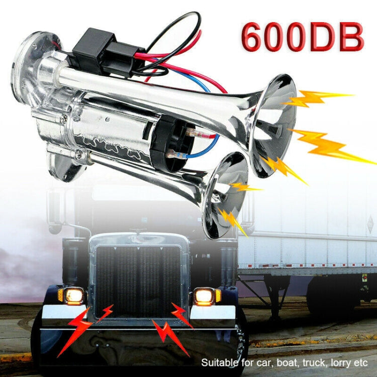 ST-1018S 600DB Clacson per auto con pompa elettrica siamesi in metallo a doppio tubo con relè, ST-1018S