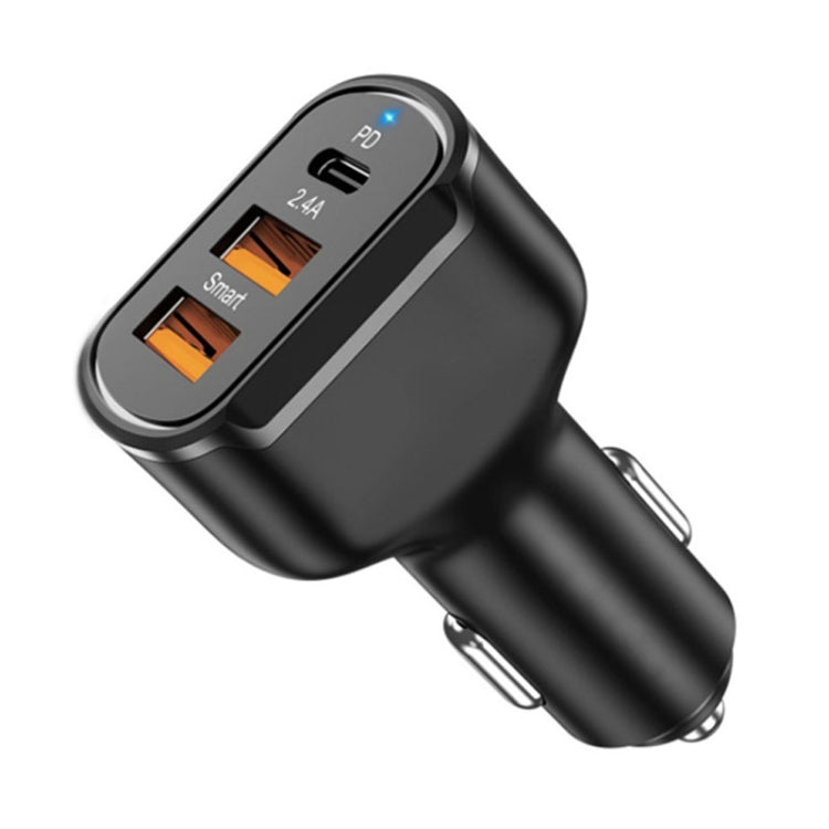 Caricabatteria per auto doppio USB 2PCS PD + 2.4A, stile:, 2 Ports (Black), 2 Ports (White), 3 Ports (Black), 3 Ports (White)