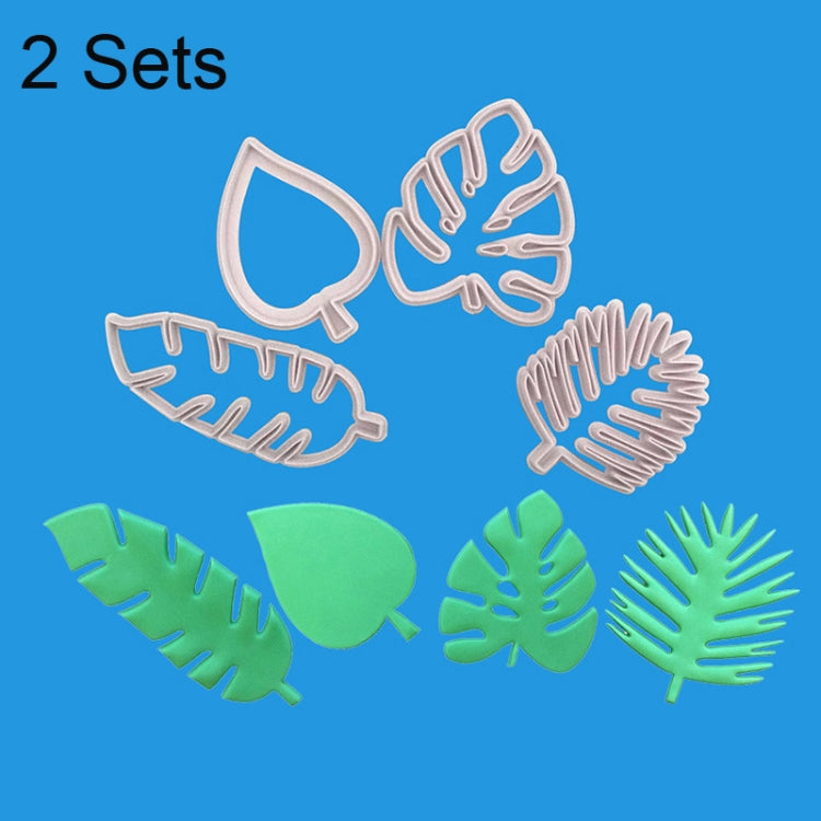 2 set 4 in 1 foglia tropicale stampo per torta fondente stampo per biscotti, Tropical Leaf
