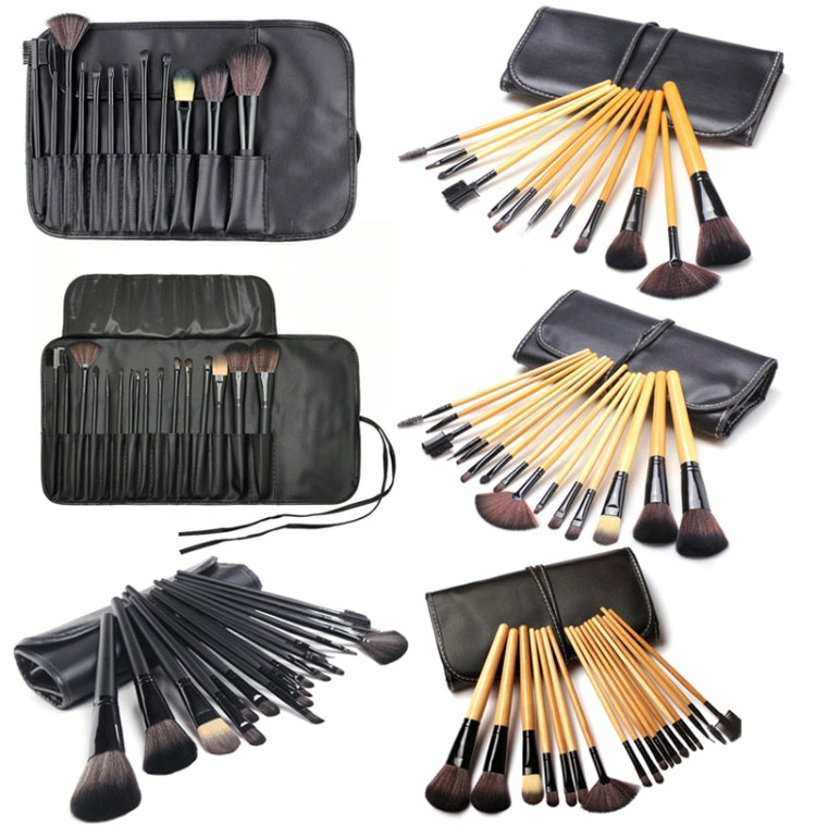 Set di pennelli per il trucco Strumento per il trucco con pennelli per cipria in polvere, 12 PCS / Set Black, 12 PCS / Set  Wood Color, 15 PCS / Set Black, 15 PCS / Set Wood Color, 18 PCS / Set Black, 18 PCS / Set Wood Color
